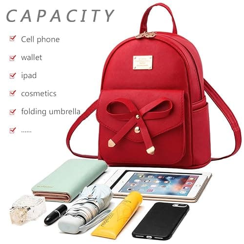 I IHAYNER Girls Bowknot Cute Leather Backpack Mini Backpack Purse for Women thumbnail 4