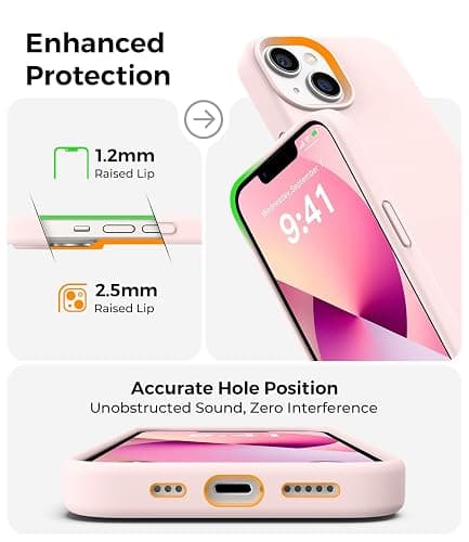 AOTESIER Magnetic for iPhone 13 Case, [Compatible with MagSafe][Military Shockproof Protection] Food Grade Silicone Case with Soft Anti-Scratch Microfiber Lining, 6.1 inch, Chalk Pink thumbnail 8