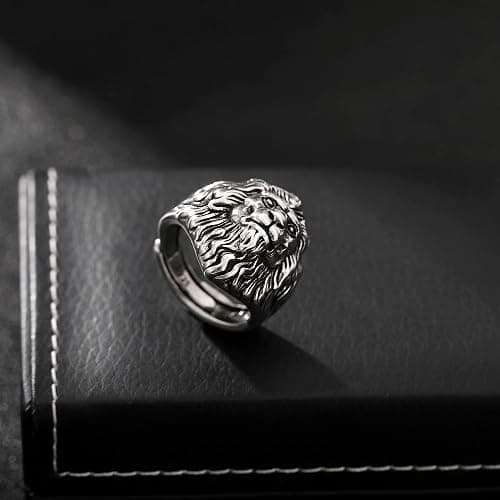 Yumikoo Lion Ring for Men Titanium Stainless Steel Open Adjustable Ring thumbnail 5