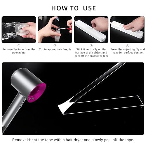 SUTOUG 3 Rolls Double Sided Tape Heavy Duty, Nano Tape, Transparent Adhesive Tape, Traceless Adhesive Tape,Clear Mounting Tape,Removable, Washable, Suitable for Carpets, Photo Walls, 9.85FT Per Roll thumbnail 3