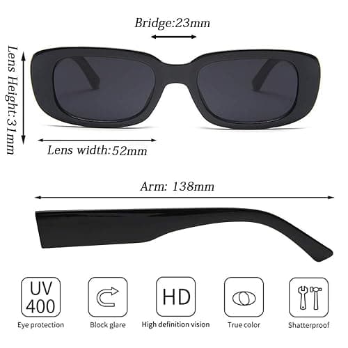 Tskestvy 4 Pieces Retro Vintage Sunglasses Small Square Rectangle 90s Glasses Trendy Y2K for Women Aesthetic Accessories thumbnail 7