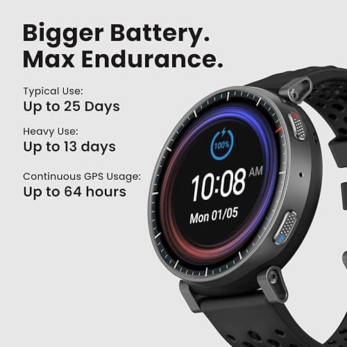 Amazfit Active Max Smart Watch 1.5" AMOLED Display, 25-Day Battery, Offline Maps, GPS, 4GB Storage, 170+ Sport Modes, 5 ATM Water Resistant, Heart Rate & Sleep Fitness Tracker for Android & iPhone thumbnail 3