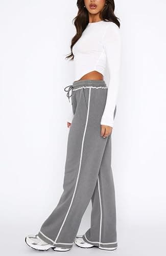 DISCIPBUSH Track Pants Women Sweatpants Soft Jogging Straight Pajama Sweats Wide Leg Sweatpants Women Lounge Pants Joggers thumbnail 2