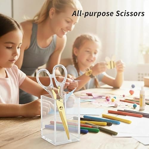 Aesthetic Clear Acrylic Scissors, 6.3" Craft Shears with Gold Sharp Stainless Steel Blades for Home Office & School, Cute Stationery Tools for Bullet Journaling, Scrapbooking & Gift Wrapping thumbnail 2