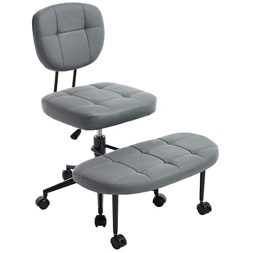 CHAIRMATE Cross Legged Office Chair, Ergonomic Criss Cross Desk Chair ADHD Meditation Yoga Kneeling Chair with Brake Wheels, Home Office Desk Chair with Adjustable Height, Lumbar Support (Grey) thumbnail 8