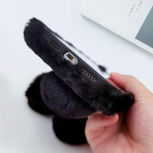 Bonitec Compatible with iPhone 16 Faux Rabbit Case, Bling Fur Case For Girls Luxury Cute Warm Handmade Faux Rabbit Bunny Furry Fuzzy Fluffy Soft 3D Ear Hair Plush Protective Case Cover for Women thumbnail 6