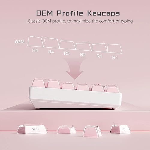Womier Keycaps, Crystal Jelly Keycaps 60 65 75 100 Percent, Side Printed Key caps Custom113 Keys, OEM Profile for 61/68/84/87/98/100 Cherry Gateron MX Mechanical, Pink - Pink thumbnail 4