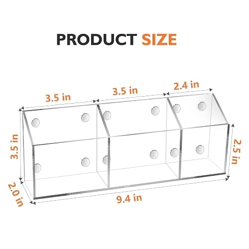 Ameceres Magnetic Pen Holder Classroom Organization Acrylic Marker Holder for Whiteboard Refrigerator Locker Accessories Pencil Dry Erase Marker Basket (3 Compartments * 1) thumbnail 3