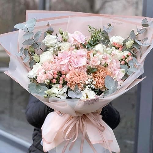 WRAPAHOLIC 20 Sheets Flower Wrapping Paper - 22.4 x 22.4 inch Pink Border Water-Resistant Floral Bouquet Wrapping Paper, Florist Supplies Packaging Paper for Wedding Birthday Gift DIY thumbnail 5