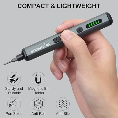 STREBITO Mini Electric Screwdriver Set, 70 in 1 Small Electric Screwdriver Cordless - 64 S2 Preicison Bits, 5 Torque Settings, 4 LED Lights, Mini Power Screwdriver Repair Tool Kit for PC RC Electronic thumbnail 6