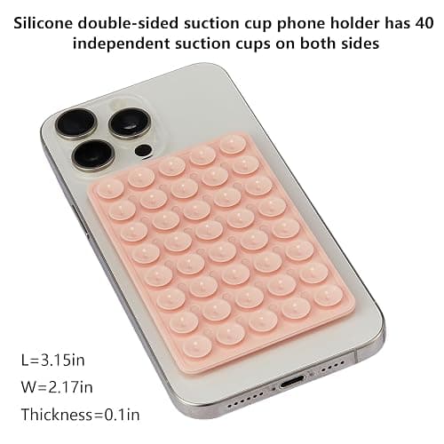 3 Pack Silicone Sticky Grip Holder for Cellphone, Silicone Suction Cup Phone Mount Hands-Free Double Sided Strong Grip Phone Holder for Selfie & Videos, Pink/Black/Transparent thumbnail 2