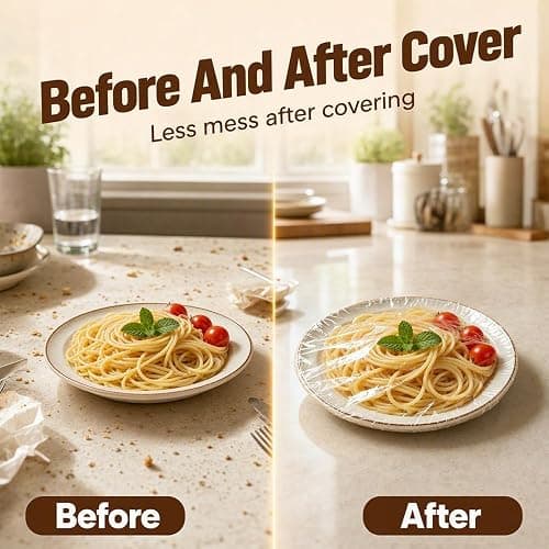 Disposable Stretch Food Cover Elastic Bowl Covers Food Storage (White X100) | 2026 New Reusable Fresh Keeping Bags Elastic Bowl Covers 100PCS, Disposable Elastic Food Covers for Kitchen Appliance thumbnail 3