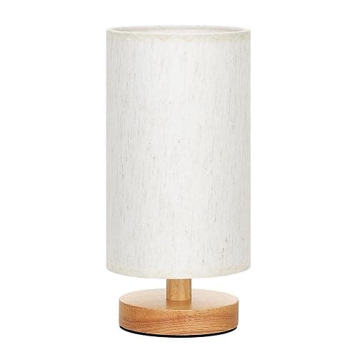 Fenmzee 9" Small Table Lamp for Bedroom - Inline Control with 3000K Bulb | Cream Shade and Wood Base | 680 Lumens | Easy Assembly | Minimalist Design | E26 | for Kitchen | for Kids Room thumbnail 9