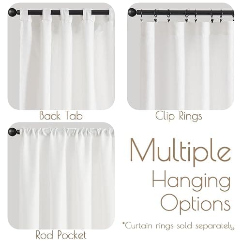 jinchan White Curtains for Living Room Bedroom Linen Textured Curtains 90 Inches Long Farmhouse Country Casual Weave Back Tab Drapes Light Filtering Window Draps 2 Panels White thumbnail 4