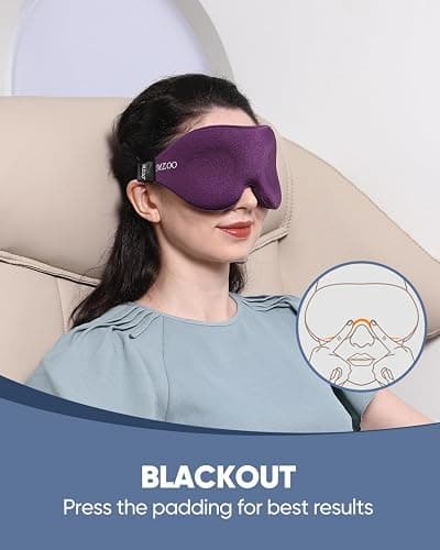 MZOO Luxury Sleep Eye Mask for Side Sleeper Men Women, Zero Eye Pressure 3D Sleeping Mask, Light Blocking Patented Design Night Blindfold, Soft Eye Shade Cover for Travel, Purple thumbnail 4