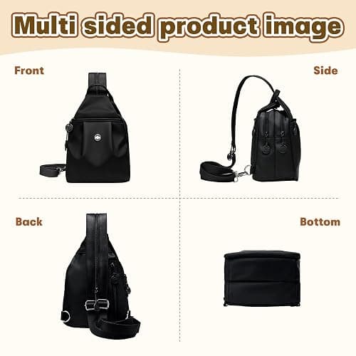 YUVFUDUOV Waterproof 2-Way Mini Commuter Bag, Multi-Compartment Oxford Small Backpack, For Women, Collegeman, Commuter, Travel with Anti-Theft,Three in One Multifunctional Convertible Design(Black) thumbnail 7