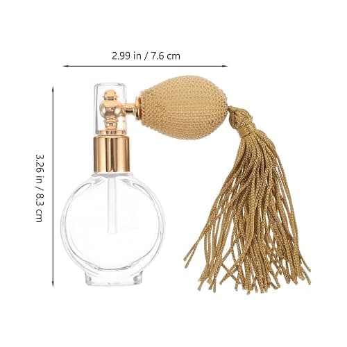 Beavorty Vintage Perfume Spray Bottle Refillable Travel Atomizer with Long Tassels Powder Spray Bottle for Makeup Body Powder and Perfume Compact Flat Round 3.26 X 2.99 X 0.66 in thumbnail 3