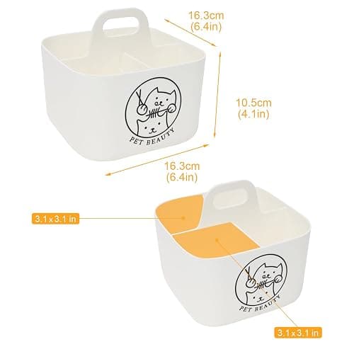 Brabtod Dog Storage Organizer for Grooming Supplies,4-Compartment Caddy for Dog Cat Grooming Kit,Pet Stuff Storage,Ieal for Shampoo,Trimmer,Clipper,Combo,Brush-Modern Minimalist White thumbnail 3