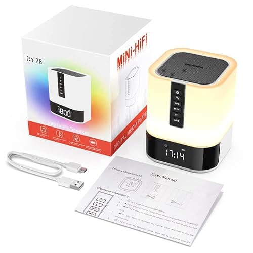 Hetyre Night Light Bluetooth Speaker, 5 in 1 Touch Control Bedside Lamp Dimmable Multi-Color Changing, Bedroom Alarm Clock, Best Birthday Gift Ideas for 10 11 12 13 14 Year Old Teenage Girls/Boys thumbnail 10