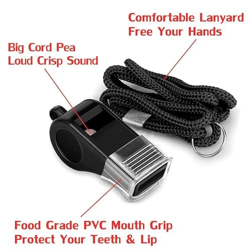 Hipat Whistle, 2 Packs Plastic Sports Whistles with Lanyard, Loud Crisp Sound Whistle Ideal for Coaches, Referees, and Officials thumbnail 3