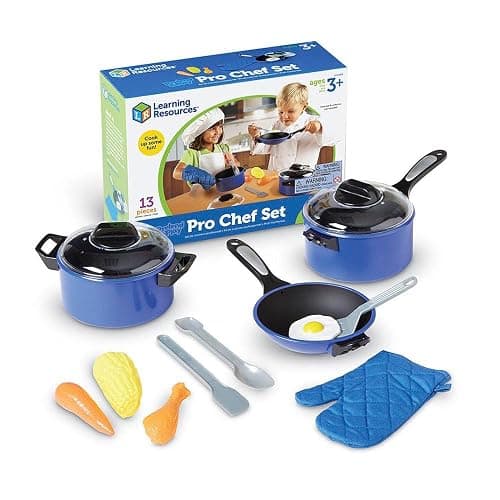 Learning Resources Pretend & Play Pro Chef Set, Kitchen Toys for Kids, Pretend Kitchen, Pots and Pans for Kids, 13 Pieces, Ages 3+ thumbnail 4