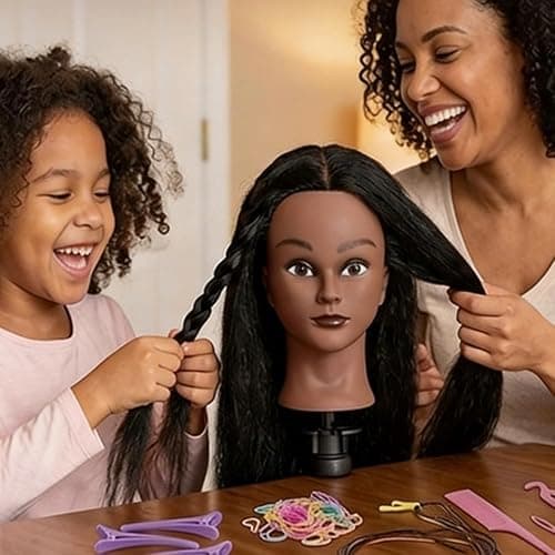 16 Inch 100% Real Hair Mannequin Head Training Head Manikin Cosmetology Doll Head for Hairdresser Practice Braiding Hair Styling with Clamp stand (16 -Inch) thumbnail 5