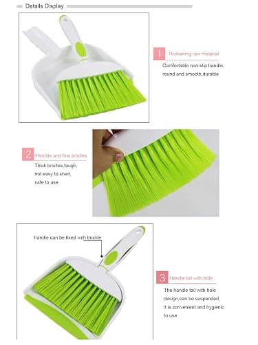 BSMstone Mini Broom and Dustpan Set-Mini Whisk Set for Desk, Housekeeping, Office, Kitchen, Pet Nest, etc.,Daily Cleaning Necessity Plastic Mini Dustpan Set (Light Blue) thumbnail 3