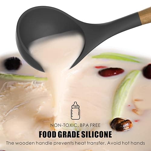 Silicone Cooking Utensils Kitchen Utensil Set - 446°F Heat Resistant Silicone Kitchen Utensils Set, Spatula,Turner Tongs, Spoon, Brush, Whisk,Kitchen Gadgets for Nonstick Cookware, BPA Free (Gray) thumbnail 7