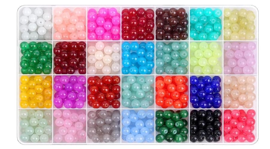 Perles pour Bracelet 8mm Rond Perle avec Boite Pierre Naturelle pour Bracelet Brillante Perles Rondes Pierres Naturelles Cristal avec Trou Kit de Fabrication de Bijoux de Bracelet DIY (700Pcs) thumbnail 3