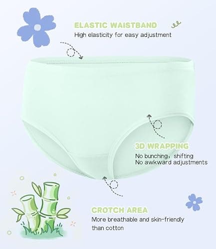 BAMBOO COOL Girls Underwear Breathable Moisture-Wicking 6-14Y Panties Lightweight Soft Sensory Friendly Briefs 6 Pack thumbnail 4