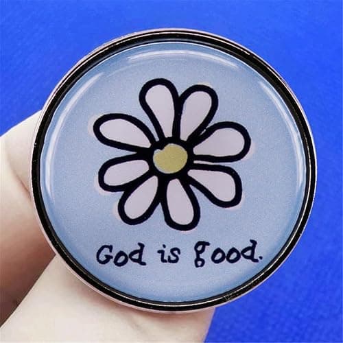 yangjinyuCartoon Daisy Enamel Pin God is Good Brooch Letter Inspirational Quote Pin Sunflower Metal Badges Clothing Backpack Hat Accessory DIY Jewelry Gifts for Women, Blue thumbnail 2
