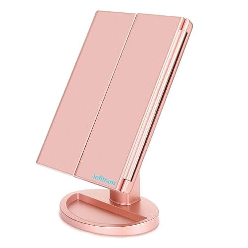 Infitrans Trifold Makeup Mirror Vanity Mirror with Lights,1X 2X 3X Magnification,Touch Screen,180 Adjustable Rotation,Portable Travel Bathroom Cosmetic Mirror thumbnail 6