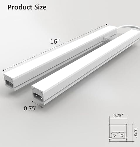 Leetdud Under Cabinet Lighting Plug in, 16 Inch 2 Pcs, Linkable AC120V 3CCT 3000K/4000K/5000K Ultra Slim, LED Under Cabinet Lights for Counter Light, Kitchen, Shelf, Sink, Workshop, Desk, White thumbnail 8