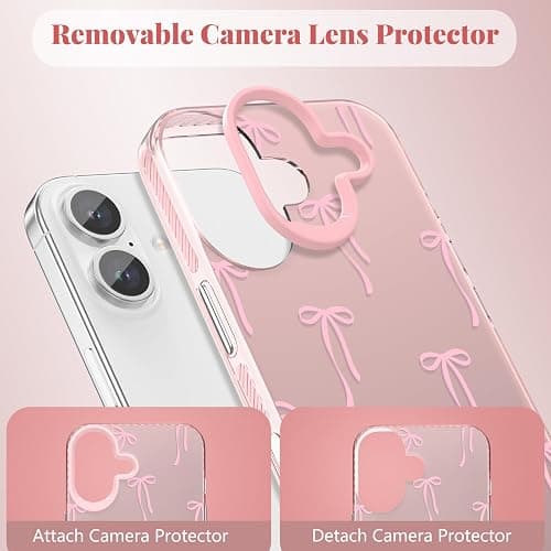 ZTOFERA for iPhone 17 Case,Cute Pink Ribbon Bow Tie Aesthetic Phone Case,Trendy Slim Hard IMD Shockproof Protective Bumper Phone Cover for Women Girls,Bow thumbnail 4