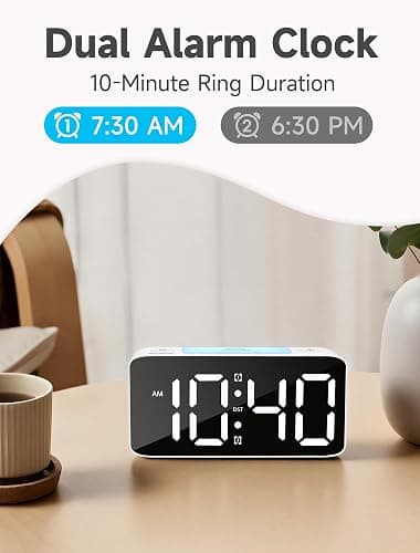 Cadmos 110dB Extra Loud Alarm Clock for Heavy Sleepers Adults, Digital Clock with 7 Color Night Light, RGB Display, Dual USB Charger, Small Clocks for Bedrooms, Kids, Teens (White+RGB) thumbnail 5