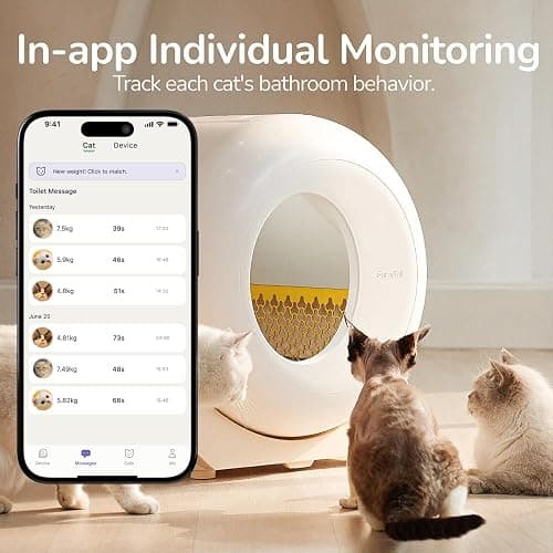 FurryTail Self Cleaning Litter Box with APP - Automatic Cat Litter Box for All Your Cats, Odor Control, Spacious Interior and Large Wastes Bin Capacity,Includes 40 Litter Bags thumbnail 2