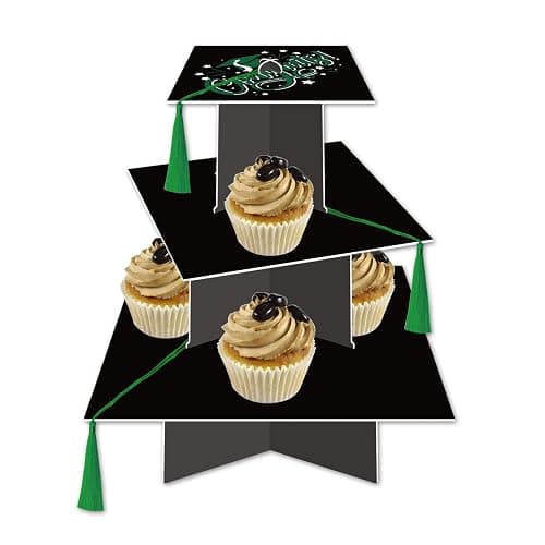KALEFO Graduation Decorations 2026 Graduation Cap Cupcake Stand with Tassel Graduate Party Favors Table Decor Grad Party Supplies (Green) thumbnail 7
