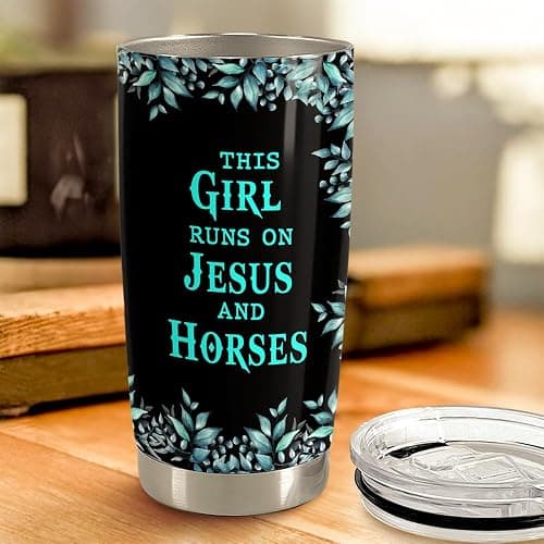 Horse Tumbler 20oz Stainless Steel Insulated Coffee Travel Mug Cup Christian Gifts for Horse Lover Girls Women Gift for Birthday Christmas thumbnail 4
