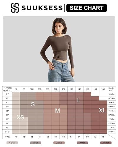 SUUKSESS Women Backless Going Out Tops Double Lined Open Back Basic Long Sleeve thumbnail 7