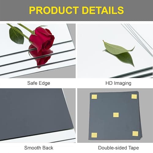 Ruomeng Home Gym Mirrors 12" x 12" x 16Pcs Wall Mounted Mirror Glass Frameless Full Length Mirror Tiles for Home Gym, Bedroom, Door & Bathroom thumbnail 5