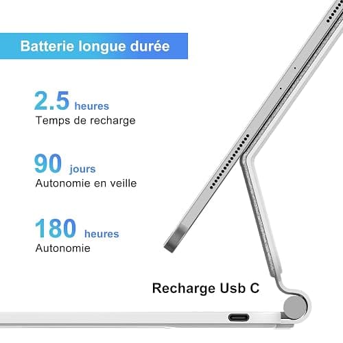 SENGBIRCH Magic Clavier pour iPad Air 13" M3 2025/M2 2024 - AZERTY Français Bluetooth Clavier avec pavé Tactile, Design magnétique Flottant Magic Keyboard, Coque pour iPad Pro 12.9 6e 5e 4e Gén, Blanc thumbnail 7