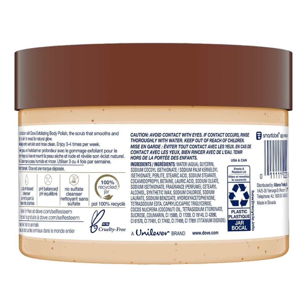 Dove Body Scrub Brown Sugar and Coconut Butter Deep Exfoliating Body Polish 298g, reveals visibly smoother, Soft Skin with Lasting Nourishment thumbnail 3