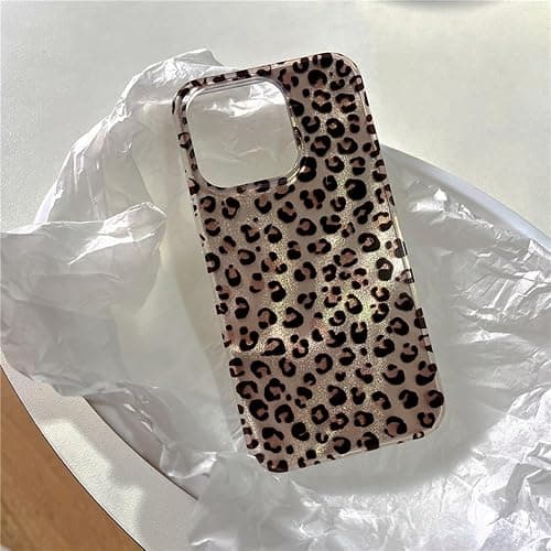 Reownest Compatible with iPhone 12/12 Pro Case, Cute Cheetah Leopard Print Pattern Retro Aesthetics Design, Soft Glitter Shiny TPU Shockproof Protective Bumper Phone Cover - Gold thumbnail 5