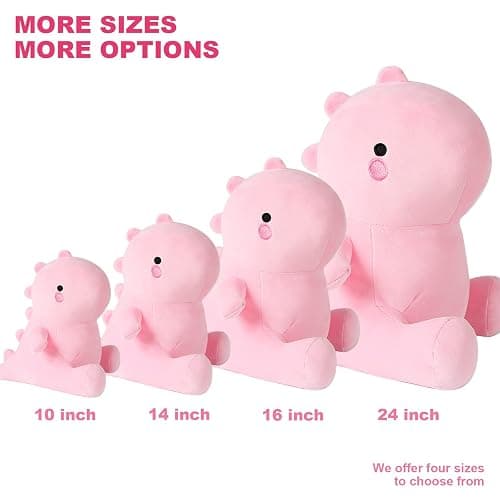 Ditucu Cute Dinosaur Stuffed Animals Toys Plush Dolls Soft Dino Plushie Birthday Gifts for Kids Girls Boys Pink 16 inch thumbnail 3