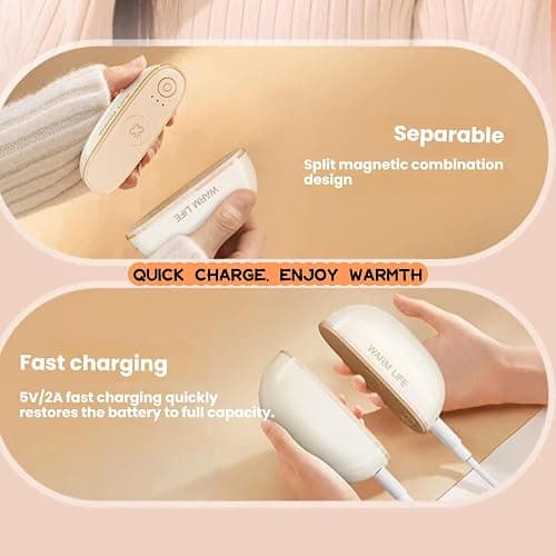 Hand Warmers Rechargeable 2 Pack,Electric Hand Warmer with 3-Level Heating & 10s Fast Heat, Magnetic Portable Pocket Heater for Outdoor Camping, Hunting, Skiing, Gifts for Men Women thumbnail 6