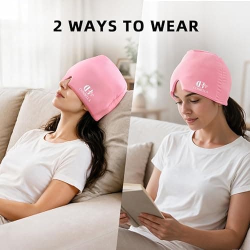 Conbella Migraine Relief Cap, Soothing Headache Ice Face Mask Products | Hot and Cold Therapy, Migraine Headache Relief Cap for Migraine, Sinus, Puffy Eyes, Tension, Stress and Hangover thumbnail 5