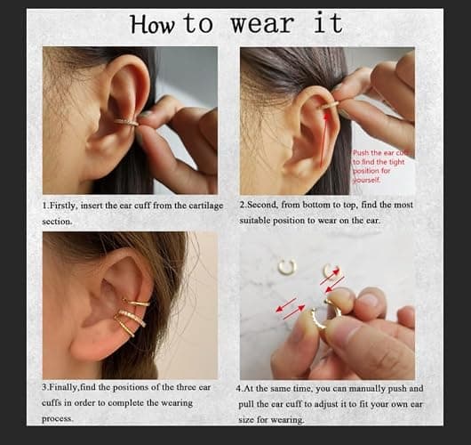 Ear Cuffs Non Piercing Ear Cuff Earrings for Women Trendy Clip on Cartilage Earring Stacks Non Pierced Fake Earrings Jewelry Birthday Christmas Gifts Stocking Stuffers thumbnail 7