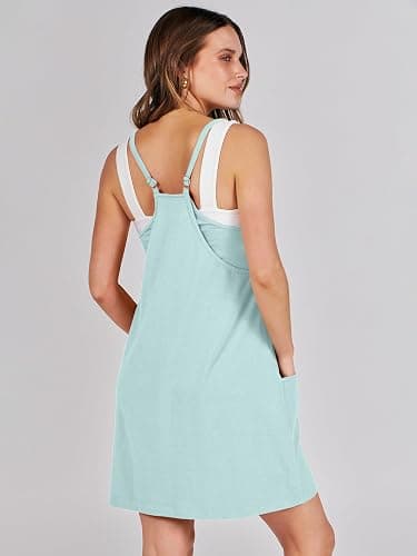 Caracilia Womens Summer Athletic Mini Dress Casual Sleeveless Built in Shapewear Romper Short Sundress Tennis Workout Outfits thumbnail 5