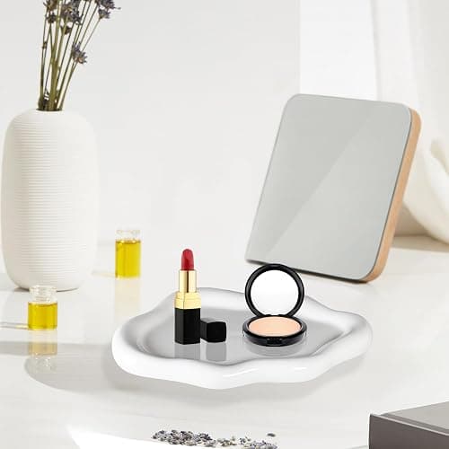 YoHyien Cloud Jewellery Dish Tray, Decorative Ceramic Trinket Dish, Vanity Tray for Cosmetic, Perfume, Trinket Tray for Ring, Necklace, Bracelet, Gifts for Girl, Women, Mother, Daughter (Snow White) thumbnail 6