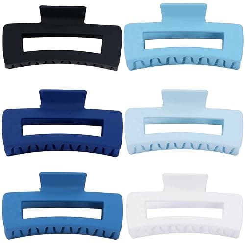 Sisiaipu 4 Inch Big Hair Claw Clips 6 Pcs Large Claw for Thick Hair Square Hair Clips for Women Rectangle Hair Clips Nonslip Acrylic Banana Jaw Clips Hair Accessories for Girls (Blue) thumbnail 8
